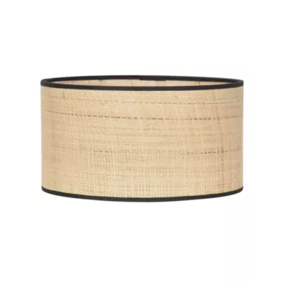 Abat-jour cylindre en rafia et tissu noir Ø40cm Corep