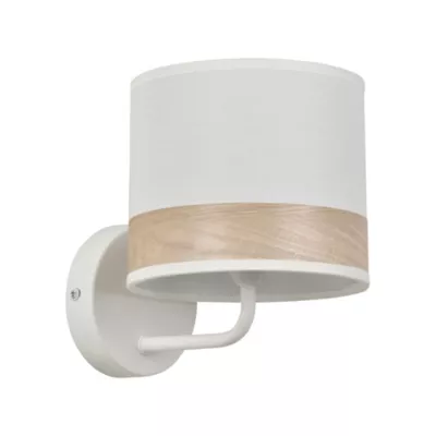 Applique murale Raito E14 40W IP20 L.15xl.19xP.19cm métal et coton blanc Corep