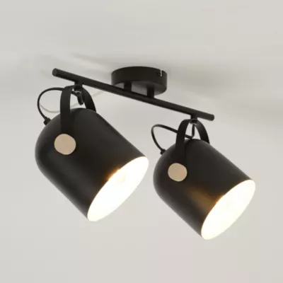 Réglette spot 2 lumières E27 40W Corep Yvla noir mat L.45 x H.17.5 x P.22 cm