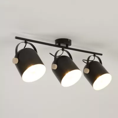 Réglette spot 3 lumières E27 40W Corep Yvla noir mat L.65 x H.17.5 x P.22cm