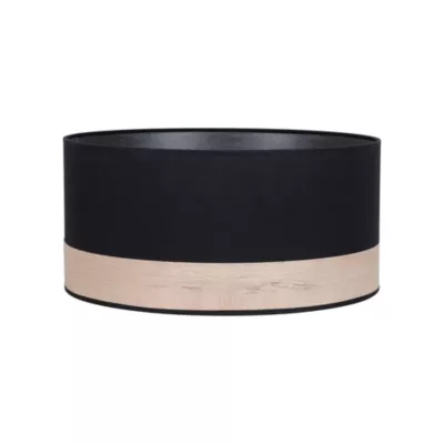 Abat-jour cylindre noir bandeau effet bois Ø40cm Corep