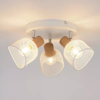 Plafonnier spot 3 lumières E14 25W Corep Ottawa blanc H.16.5 x Ø22 cm
