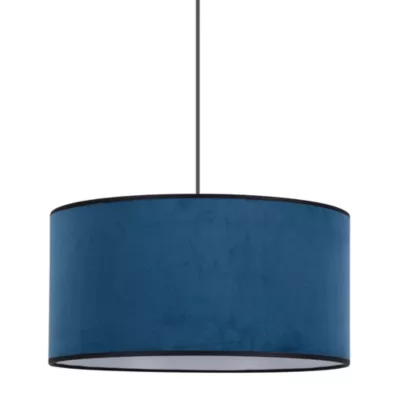 Abat-jour tambour cylindre l.38 x H.19 cm velours bleu marine Corep