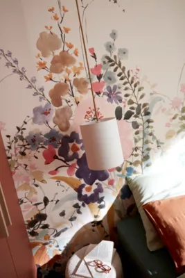 Abat-jour tube en coton blanc Ø25cm Corep