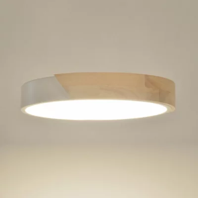 Plafonnier Otto LED intégrée IP20 2300lm 18W blanc chaud ∅30 x H.5cm Corep métal blanc et bois