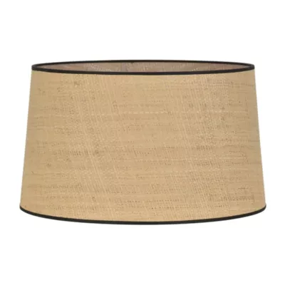 Abat-jour cylindre en rafia et tissu noir Ø45cm Corep