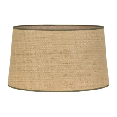 Abat-jour cylindre en rafia et tissu kaki Ø45cm Corep