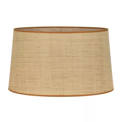 Abat-jour cylindre rafia et tissu orange Ø45cm Corep