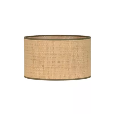 Abat-jour cylindre en rafia et tissu kaki Ø30cm Corep