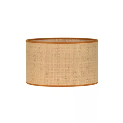 Abat-jour cylindre en rafia et tissu orange Ø30cm Corep