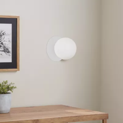 Applique murale ronde en verre et métal blanc Ø20cm G9 IP20 33W Corep