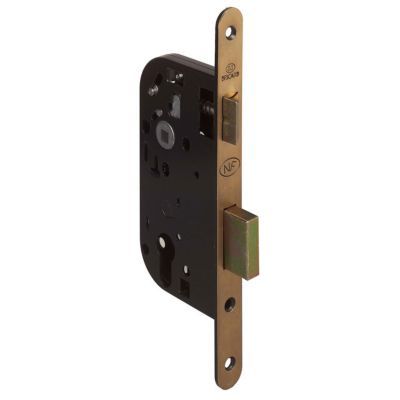 Serrure à encastrer avec cylindre Bricard bout rond noir axe 50 mm