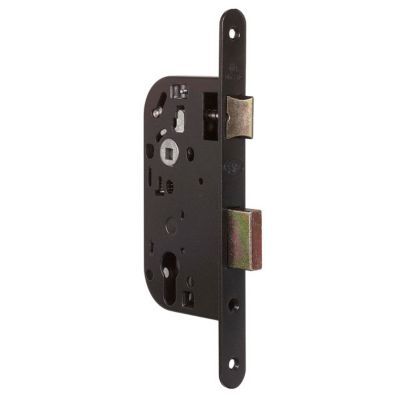 Serrure à encastrer avec cylindre Bricard bout rond noir axe 40 mm 1/2 tour