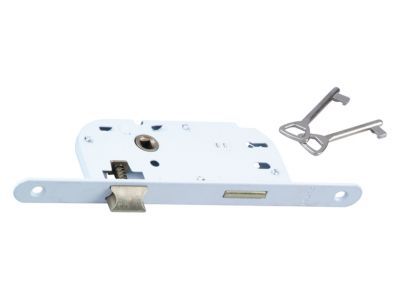 Serrure à encastrer pour clé porte intérieure 40 mm blanc bout rond