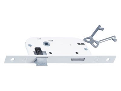 Serrure à encastrer pour clé porte intérieure 40 mm blanc bout carré