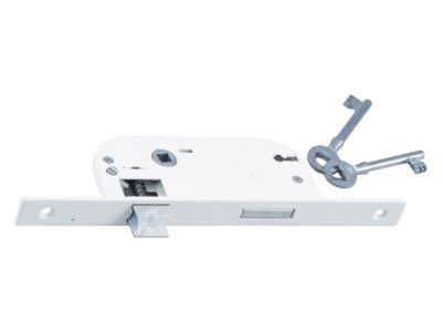 Serrure à encastrer Bricard 4 gorges bout carré blanc axe 40 mm