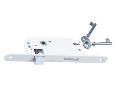Serrure à encastrer Bricard 4 gorges bout rond blanc axe 40 mm
