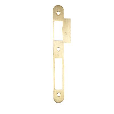 Gâche plate 20/10 2 empennages par serrure encastrée Bricard bout rond doré