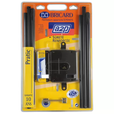 Fermeture en applique Bricard 5 points brun gauche