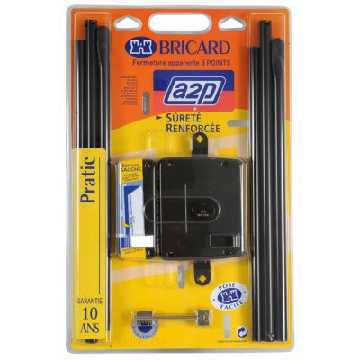 Fermeture en applique Bricard 5 points brun droite