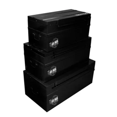Malle de rangement en métal Stamp noire (lot de 3)