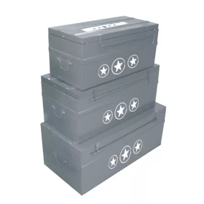 Malle de rangement en métal Déco Urban chic gris (lot de 3)