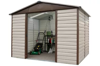 Abri de jardin Yardmaster TBSL en métal coloris beige et marron ép.0,3 mm surface extérieure 11,39 m²