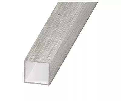 Tube carré aluminium brossé 10 x 10 mm, 1 m