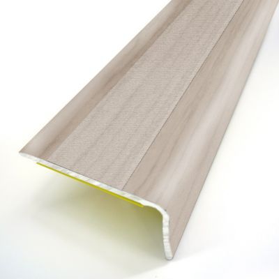 Nez de marche déco adhésif, coloris bouleau blanc, 36/24 mm, 95 cm.