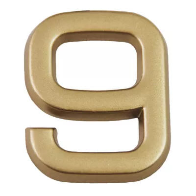 N° de maison - marquage 9 - en PVC - couleur or - autocollant - hauteur 3,7 cm - Chapuis LD3709
