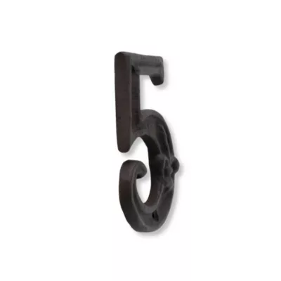 N° de maison - marquage 5 - en fonte - couleur marron - à visser - hauteur 12 cm - Chapuis CFR5