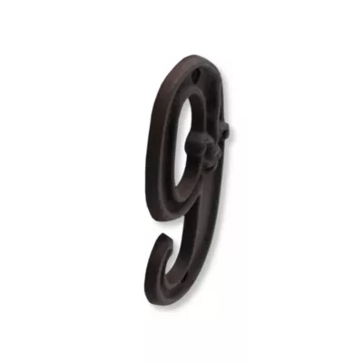 N° de maison - marquage 9 - en fonte - couleur marron - à visser - hauteur 12 cm - Chapuis CFR9