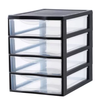 Tour en plastique 4 tiroirs Orgamix noir H. 33 x L. 26 x P. 36,5 cm