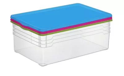 Lot de 3 boîtes transparentes Colorlid 22 L