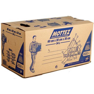 Carton de déménagement avec poignées 20kg Mottez H. 30 x L. 60 x l. 30 cm, capacité 54 L