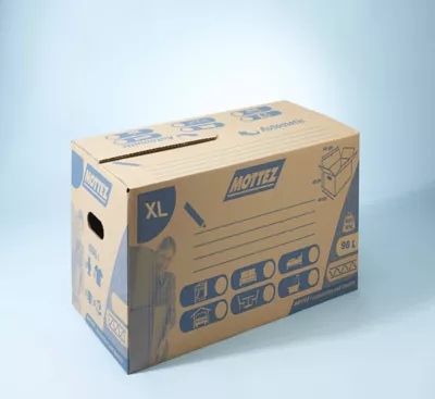 Carton de déménagement avec poignées 20 kg Mottez H. 40 x L. 60 x l. 40 cm, capacité 96 L