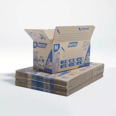 Carton de déménagement avec poignées 20 kg Mottez H. 30 x L. 60 x l. 30 cm, capacité 54 L vendu par 20 pièces