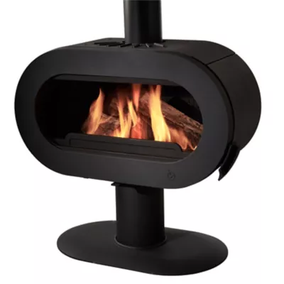 Image principale de Poêle à bois en fonte Invicta Fifty sur pied Noir 10kW 120m²