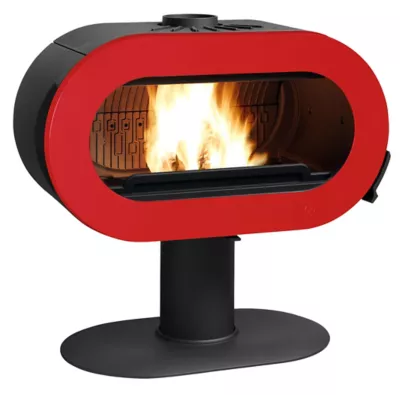 Poêle à bois en fonte Invicta Fifty sur pied Rouge 10kW 120m²