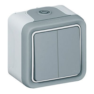 Double va et vient complet Legrand Plexo saillie gris