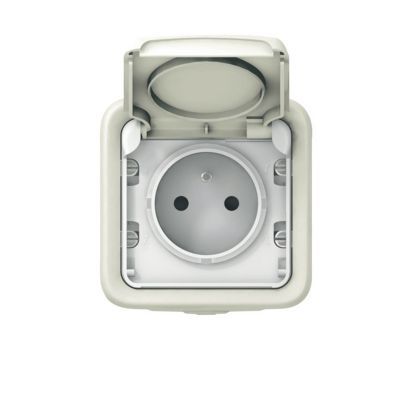 Prise 2 pôles+terre complète Legrand Plexo saillie blanc