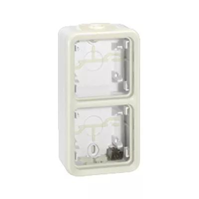 Boîtier double vertical Plexo saillie blanc