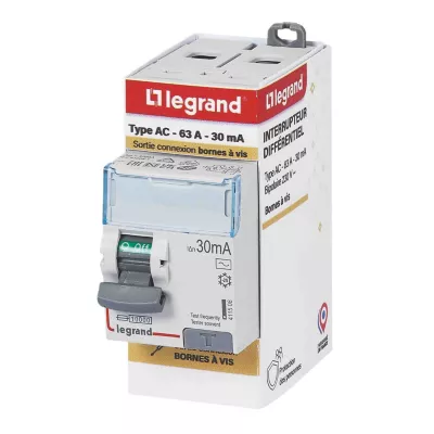 Interrupteur différentiel 30mA 63A type AC Legrand