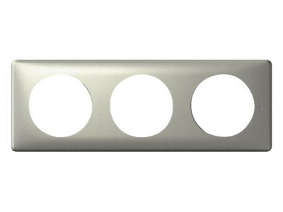 Plaque de finition 3 postes Legrand Céliane 0 998 62 coloris titane l.232 x P.9 x H.82 mm