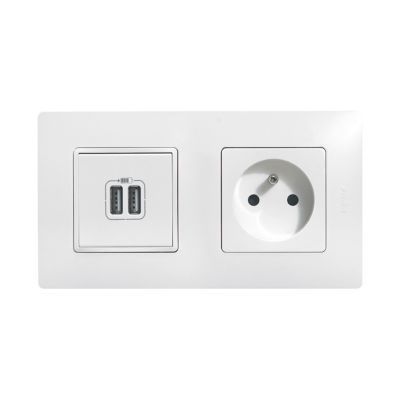 Bloc 1 prise précâblée + 1 prise double USB Legrand Niloé