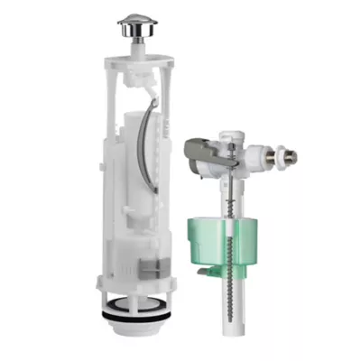 Chasse d'eau Siamp Optima 49 + robinet flotteur Siamp Quieto OD 3/8 - Bouton poussoir + étrier