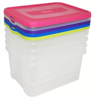 Lot de 5 boîtes de rangement transparents avec couvercles Curver Handy 25 L