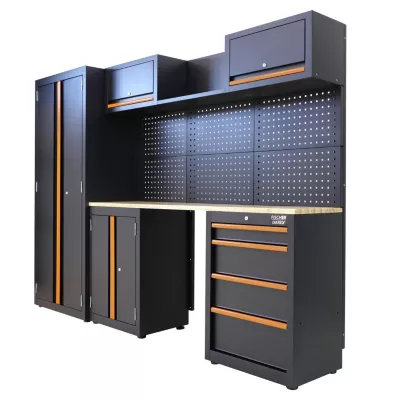 Mobilier d'atelier Fisher Darex en acier noir l.259 x H.183 x P.45.8 cm