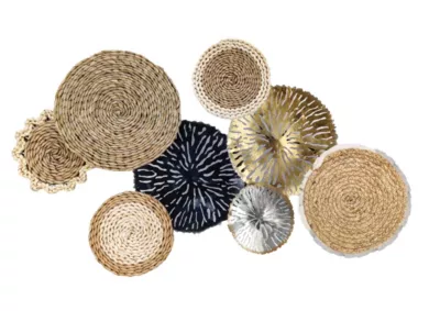 Décoration murale en fibres naturelles et métal l.100 x H.66 cm Ariane