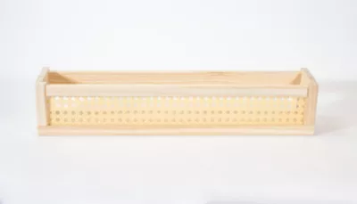 Étagère murale en bois effet chêne et cannage rotin L.50 x H.10 x P.10 Ariane